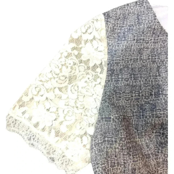 Rebecca Taylor Gray & White Peplum top lace cap sleeves size 8 - Picture 4 of 10